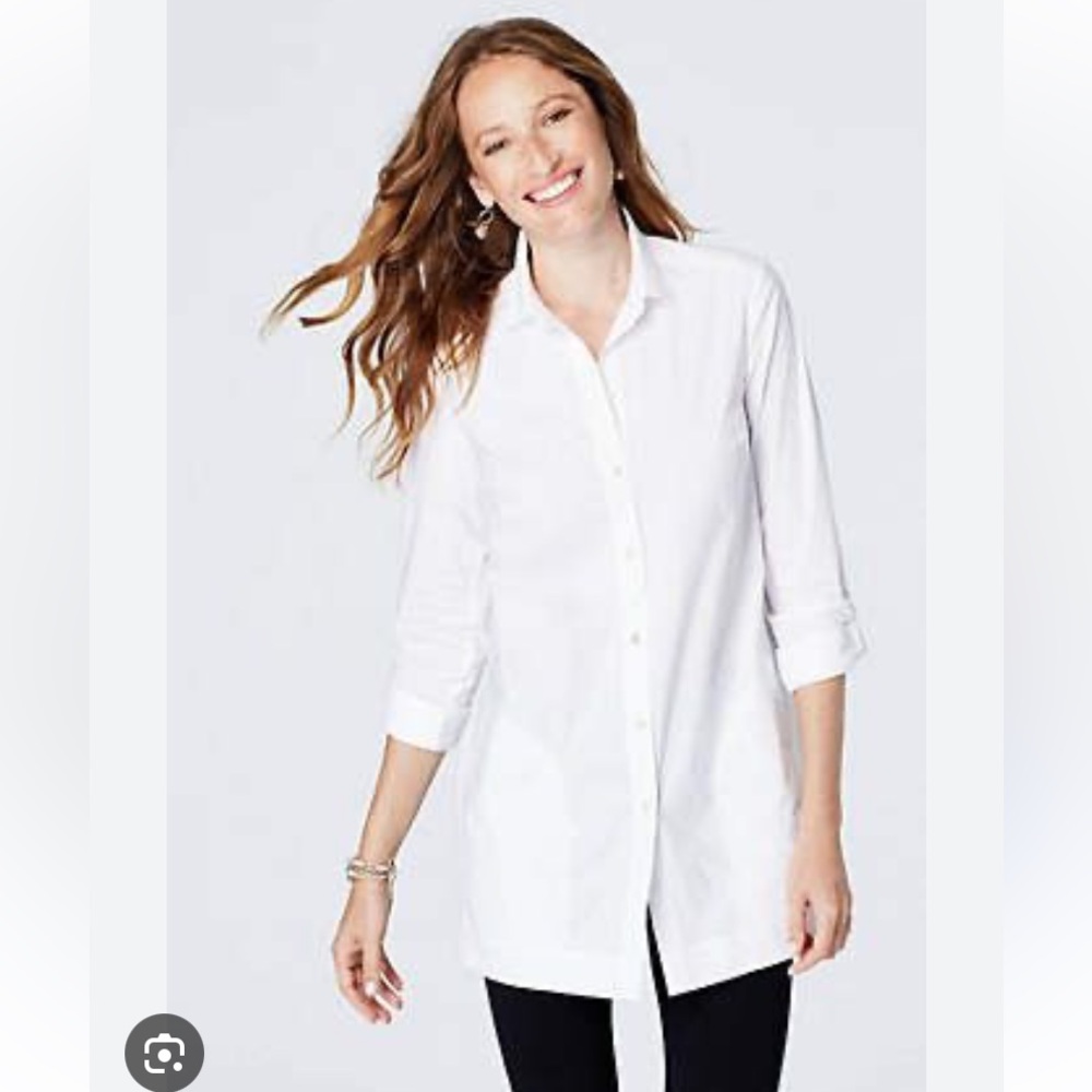 J Jill White Shirt Collection Tunic With Pockets Size MP